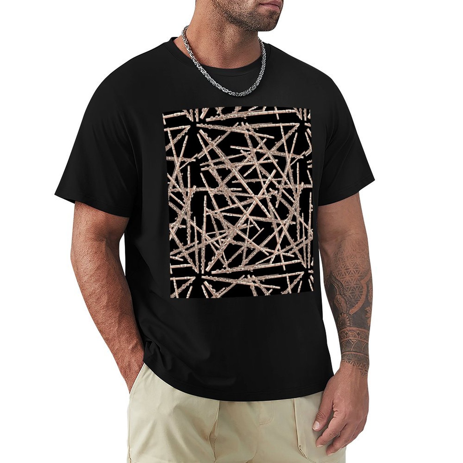 Musical Instrument No Touch - Flute Musical Instrument Pattern Black T-Shirt