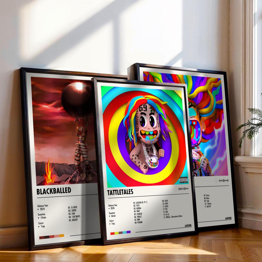 Musical Instrument Painting - 6ix9ine Poster Music Album Cover For