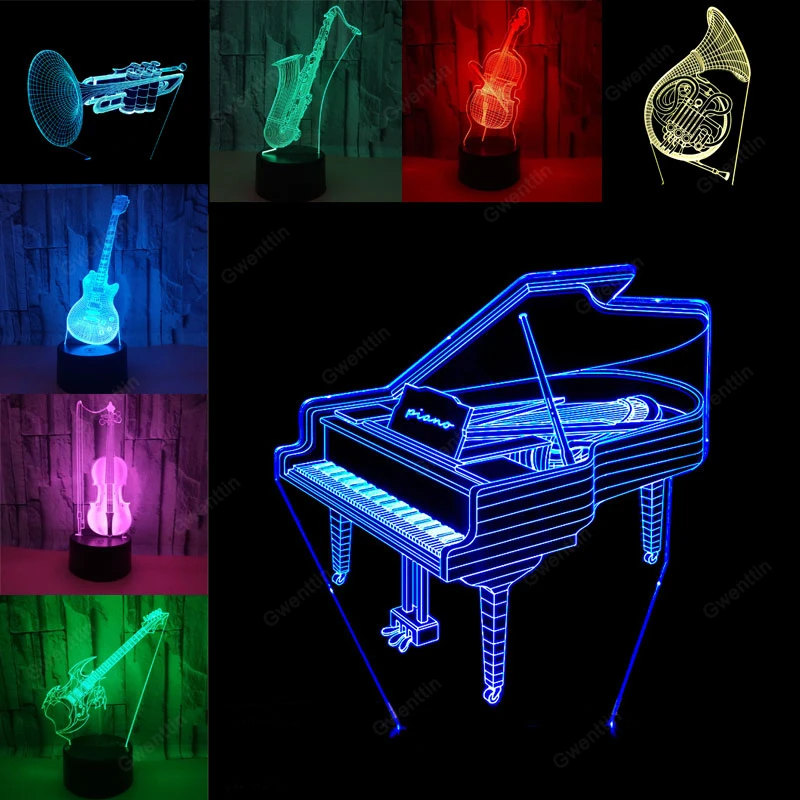 Musical Instrument No Touch - 3D Ảo Ảnh Đèn Ngủ Led
