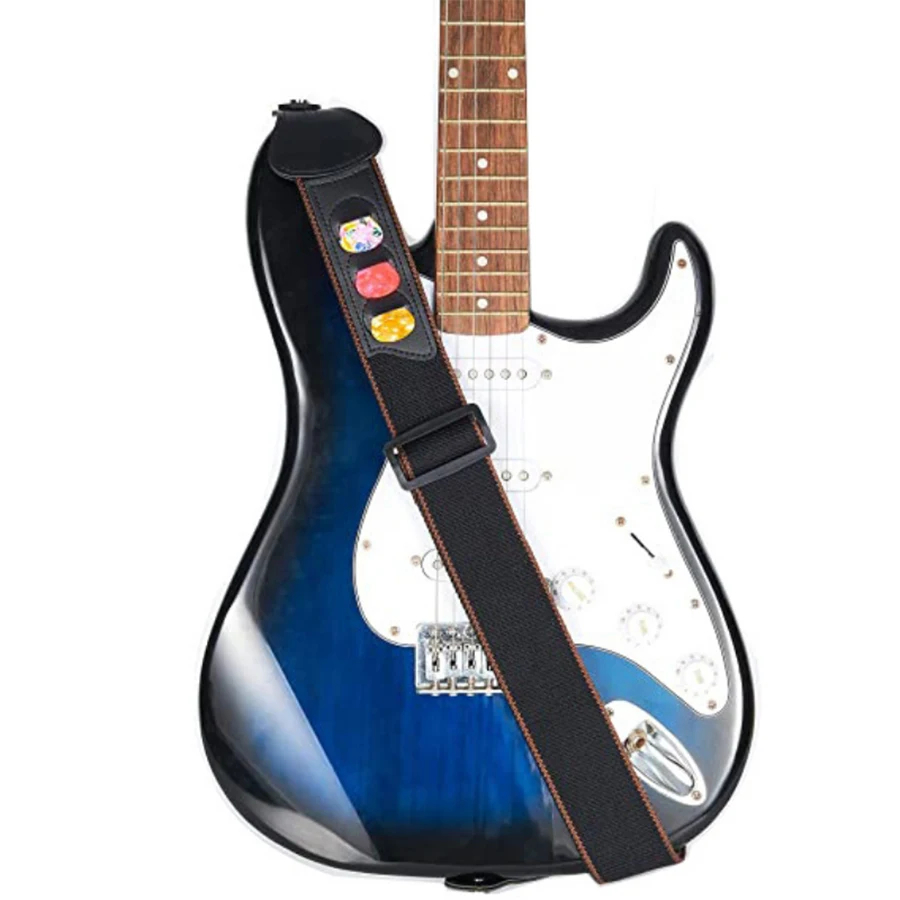 7Pcs/Set Guitar Strap Black PU - đánh giá và giá Musical Instrument Sounds